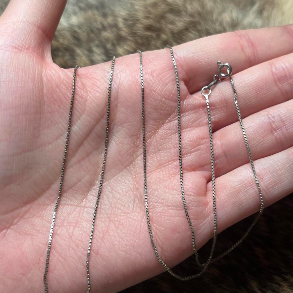 Vintage Sterling Silver Italian Box Chain Necklace